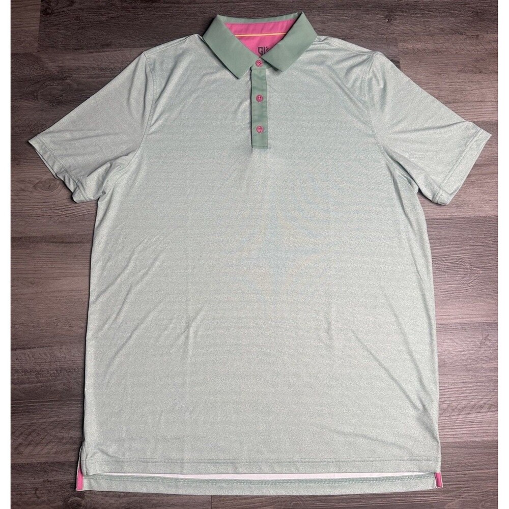 Graham Luxe Golf Polo Shirt Mens L Turf Green Pink Berry EUC